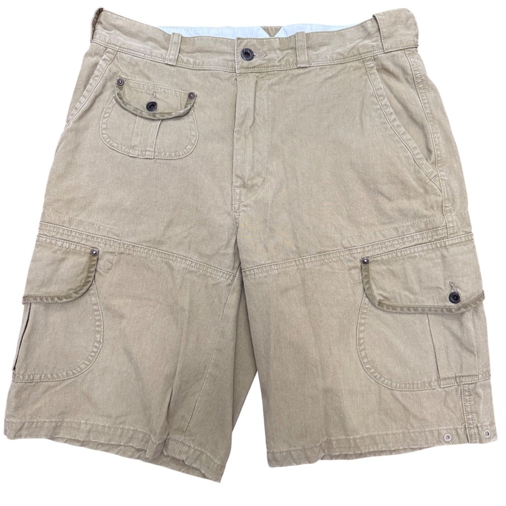 Polo Ralph Lauren Cargo Shorts Mens 32 Tan Vintage Y2K Bear Patch Outdoor Goods